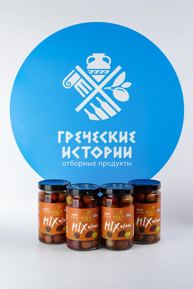 Микс зеленой оливки и оливки каламата “Attica Food”, 700г